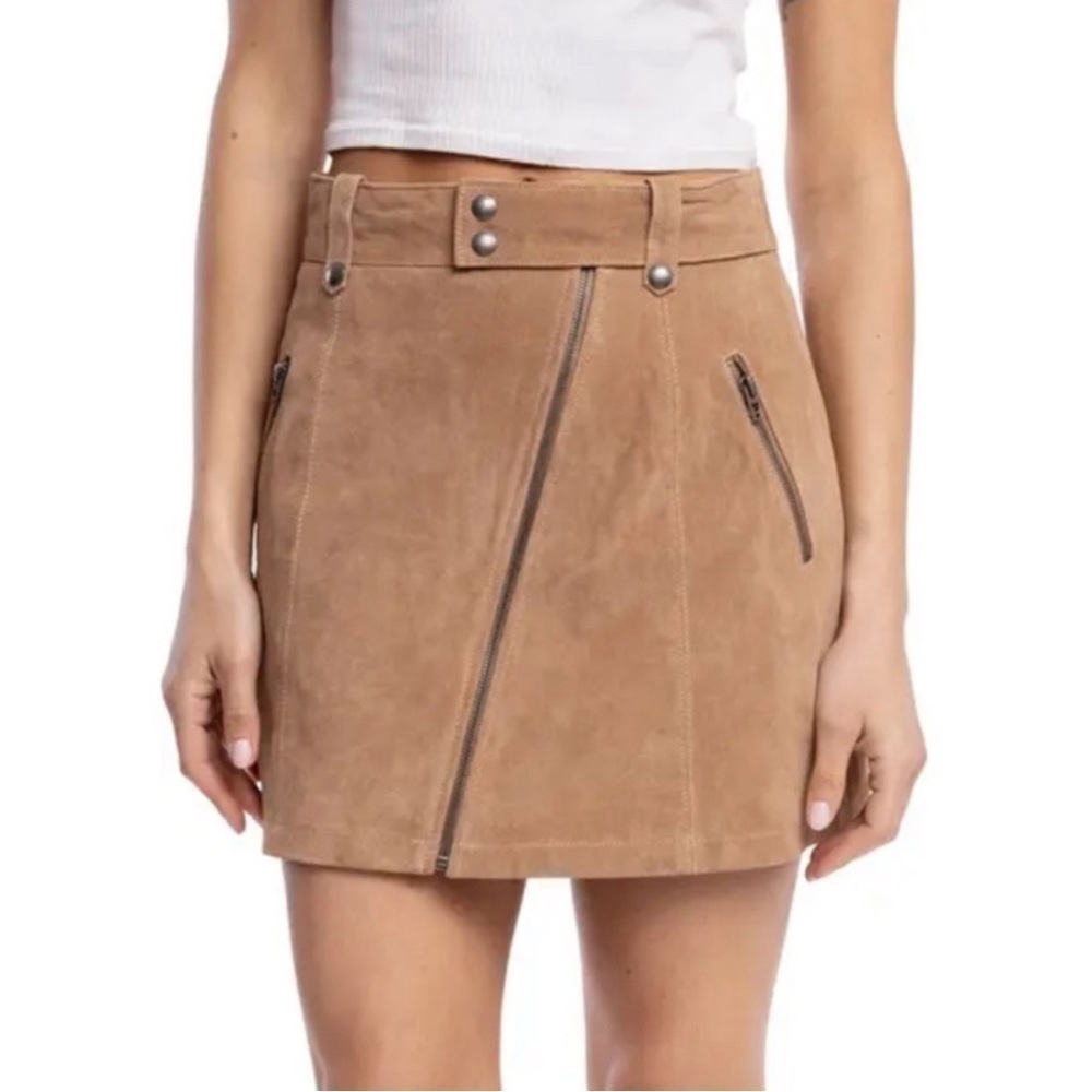 BlankNYC Suede Leather Zip Button Front Mini Skirt Women's size 26